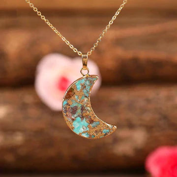 RHYTHM OF TIME TURQUOISES MOON NECKLACE