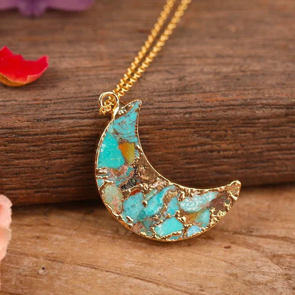 RHYTHM OF TIME TURQUOISES MOON NECKLACE