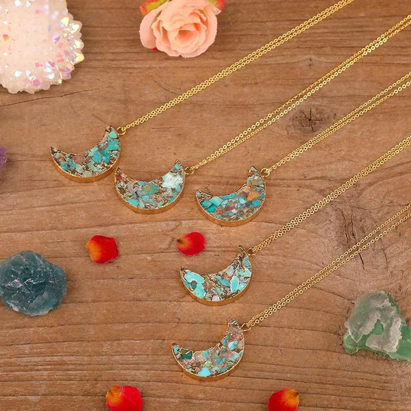 RHYTHM OF TIME TURQUOISES MOON NECKLACE